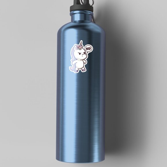 3pc - "NO!" Grumpy Unicorn Sticker Pack – Water Bottle, Tumbler, Laptop - Picture 5 of 8